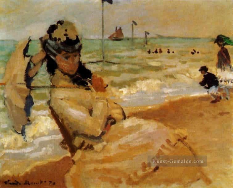 Camille auf dem Strand bei Trouville Claude Monet Ölgemälde